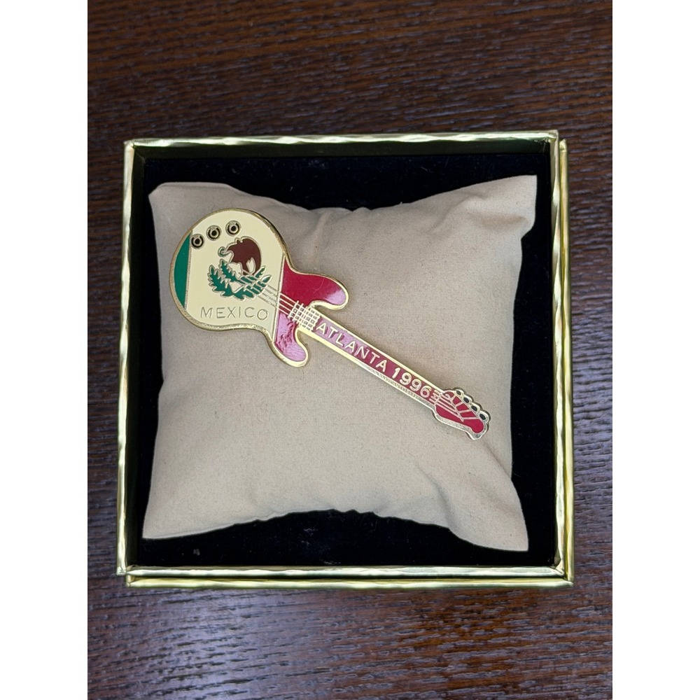 Vintage 1996 Atlanta Olympics Mexico Guitar Pin Gold Tone Enamel Collectible